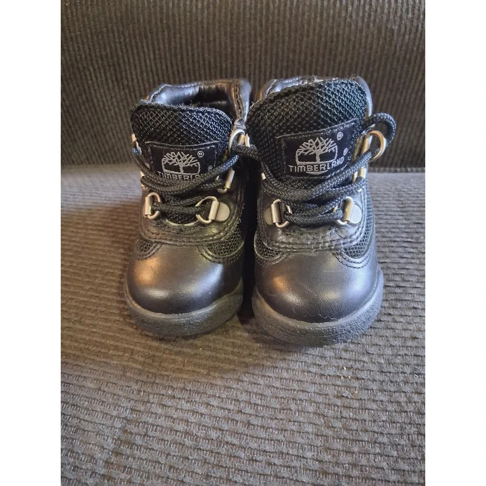Timberland Field Boots Toddler Boys Size 4‎ Black Leather Mesh Hiking 15806M
